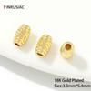 18K Gold Plated Brass 3.3mm*5.4mm Oval Cylindrical Spacer Beads,Separators For Bracelet,DIY Bracelet Necklace Making Accessories