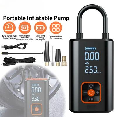 New Compact Car Portable Automatic Tire Inflator Tire Pressure Gauge Air Compressor with Intelligent Digital Display Emergency Car Inflator