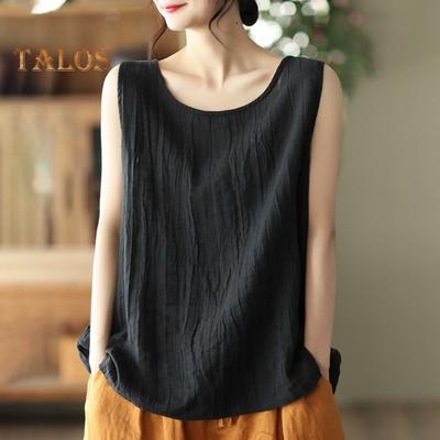 Women Vest Round Neck Sleeveless Solid Color Tank Tops Solid Color Loose Fit Thin Sport Vest Streetwear