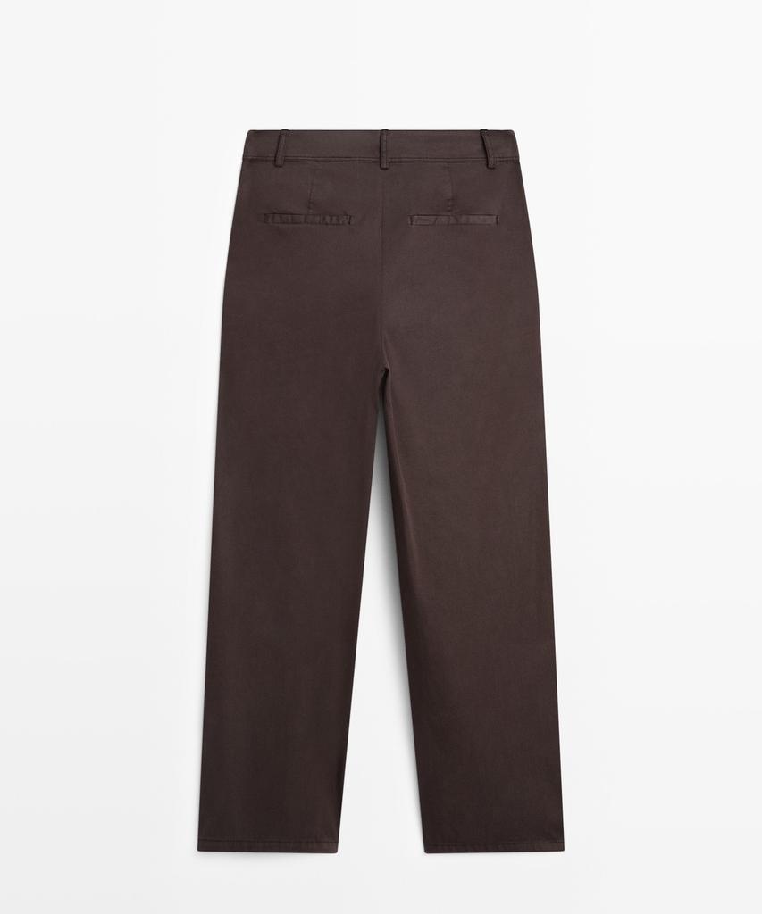 Masimodutti Cotton Poplin Blend Tuck Pants