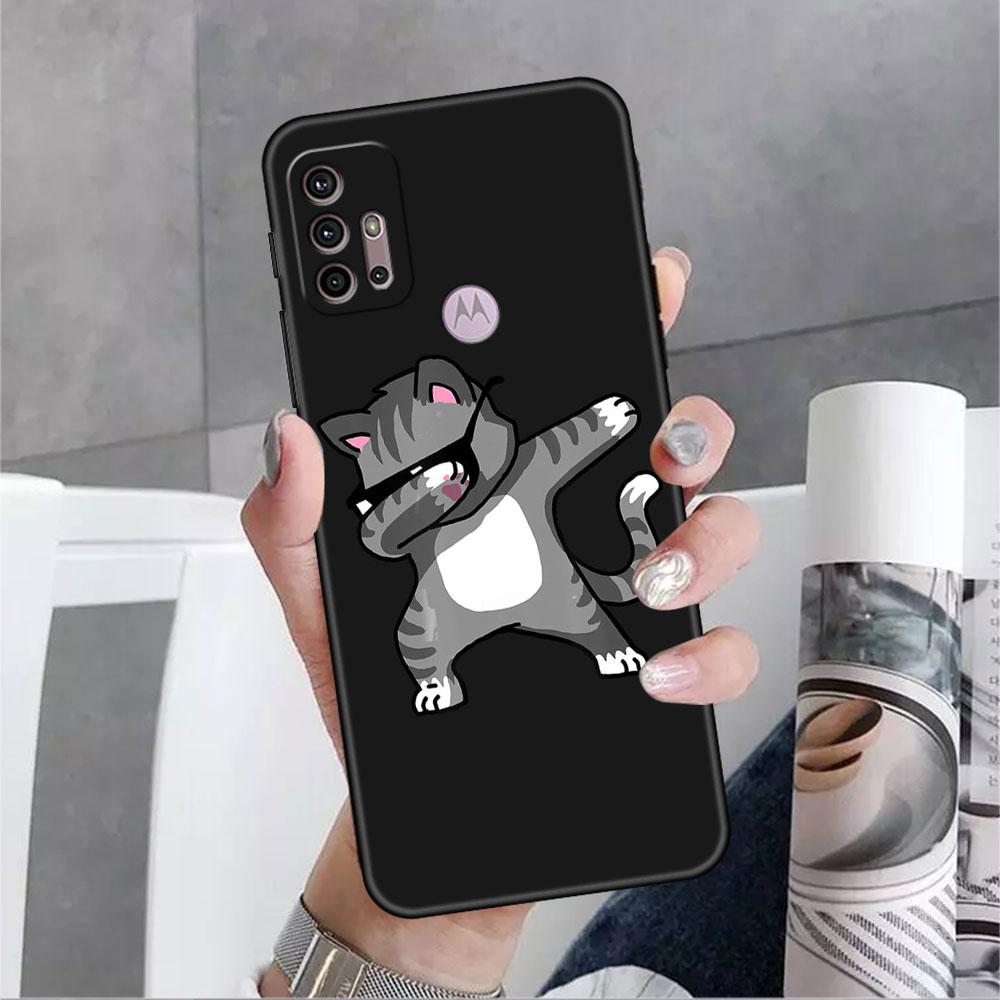 Dog Cute Animal Soft Case For Motorola G60 G30 Edge 20 30 G22 G9 Play G52 G8 G9 Power G50 One Fusion Black Phone Coque