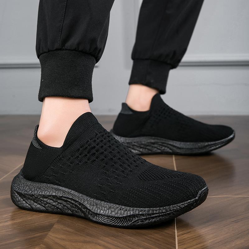 Men's Shoes New Casual Sports Shoes Running Shoes Soft-soled Lazy Shoes Trendy Fly-woven One-pedal Single Shoes