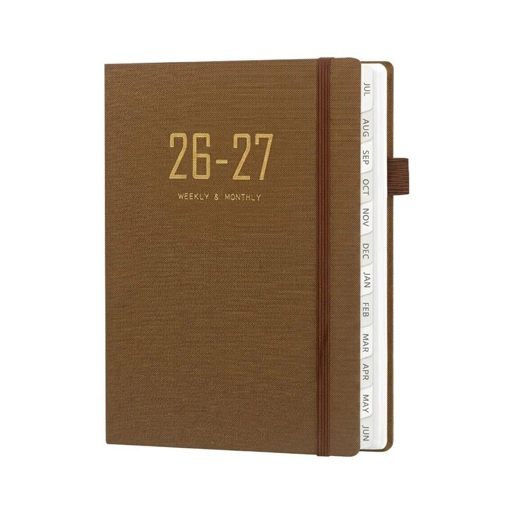 with Strap 2027 A5 Planner Notebook Daily Planning A5 Size Hardcover Journal Notebook Journal Writing Fabric Notebook коричневый