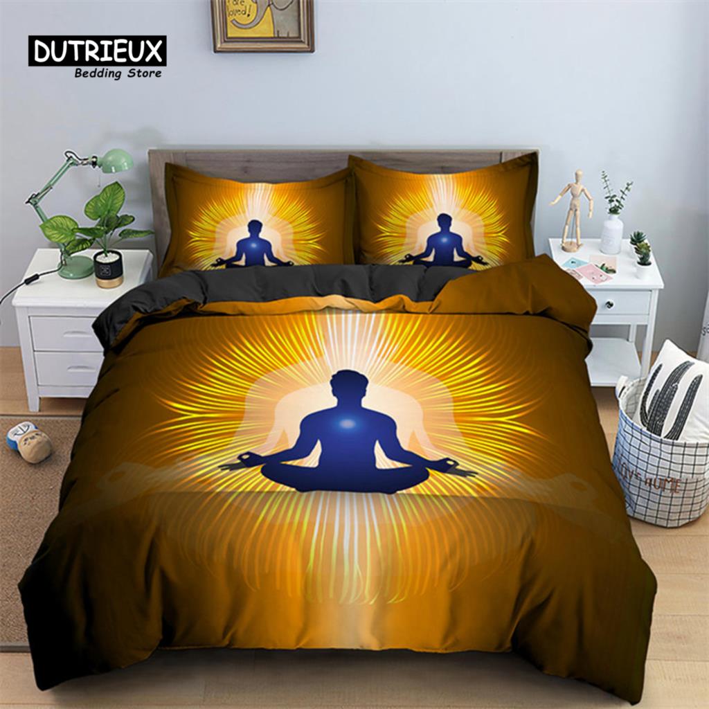 Stylish Soft Yoga Meditation Size Polyester 2 3pcs Lotus Sitting Position With King Queen Comforter