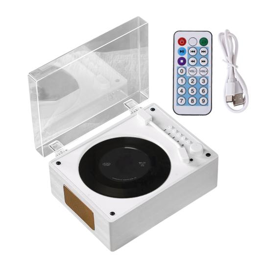 Retro Bærbar Musikafspiller med Højttaler, Bluetooth-kompatibel Skrivebordsafspiller med Fjernbetjening til Hjemmet, Understøtter USB/Type-C