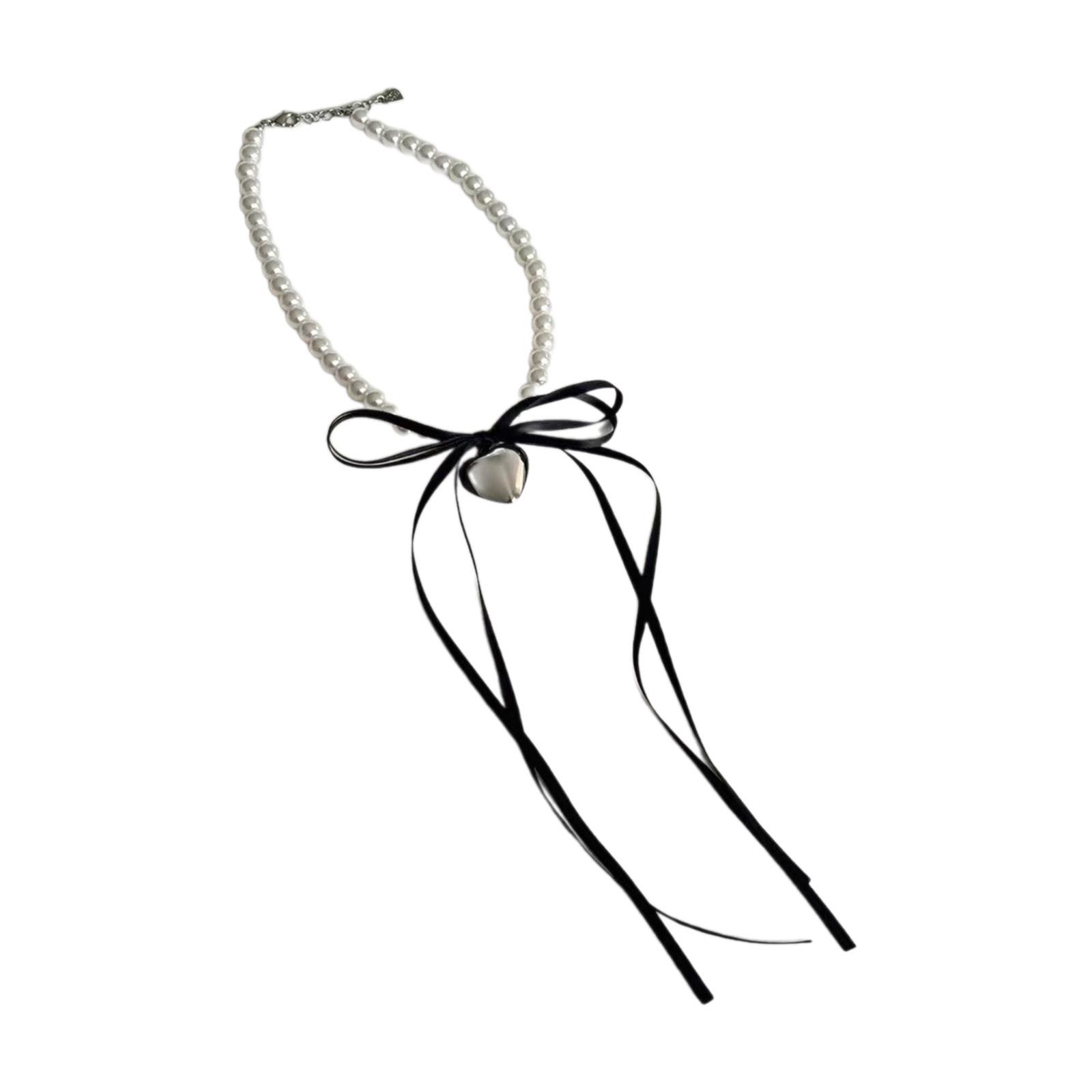 

Жемчужное ожерелье в форме сердца Женское Свадебная вечеринка Кулон-бантик Цепочка-чокер Ожерелья из искусственного жемчуга Цепочка для ключицы белый