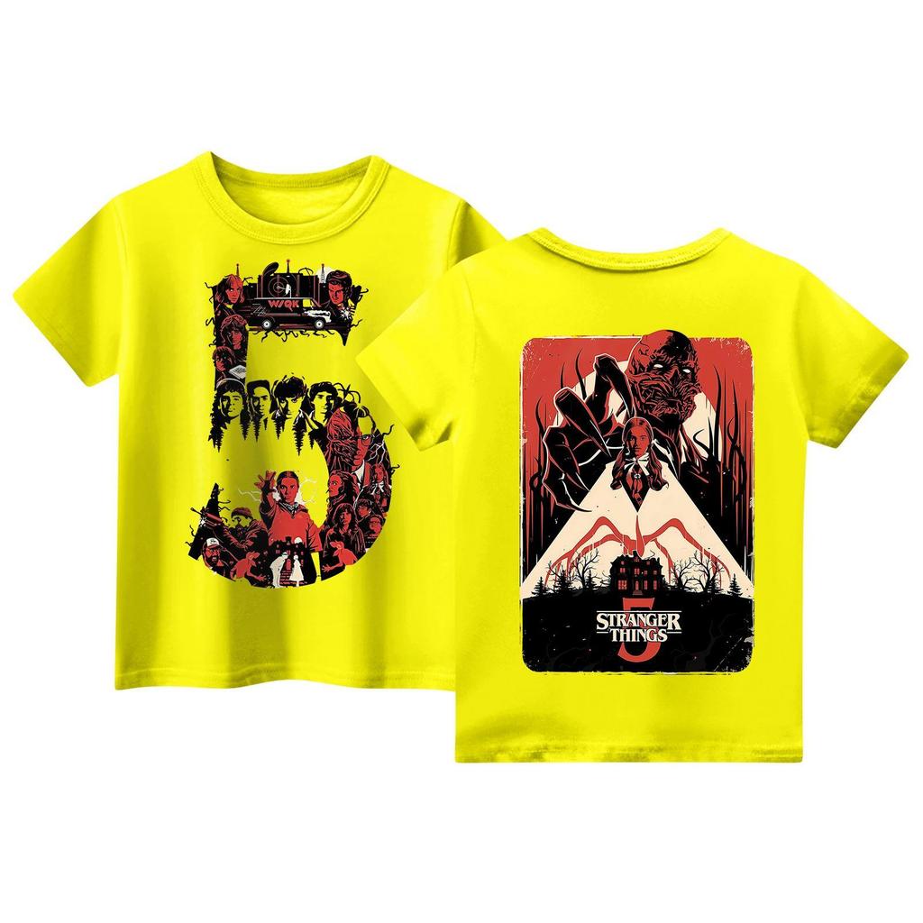 Children's Short Sleeve Tops Casual Print T Shirt Round Neck Pullover Blouse