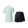 Anta Plain Round Neck Pullover Short Sleeve Sports Set Women fitness set Light-Cloud-Green Basic-Black 962627208-7