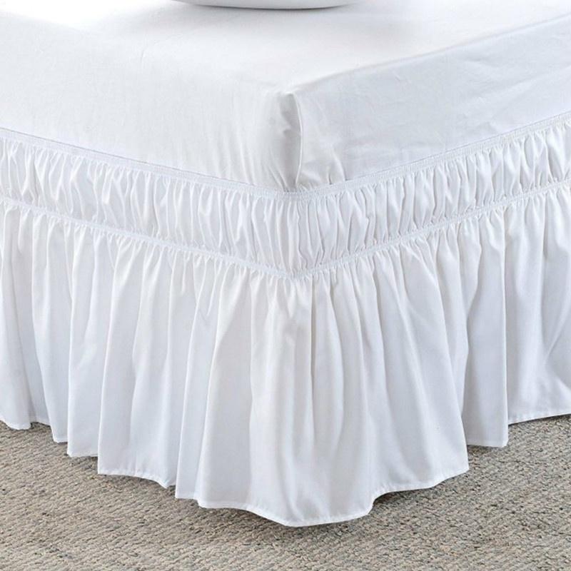 Hotel Bed Shirts Elastic Bed Skirt Dust Ruffle Pastoral Style Fit Bedspread Queen Bed Skirt  Ruffled Bed Skirts