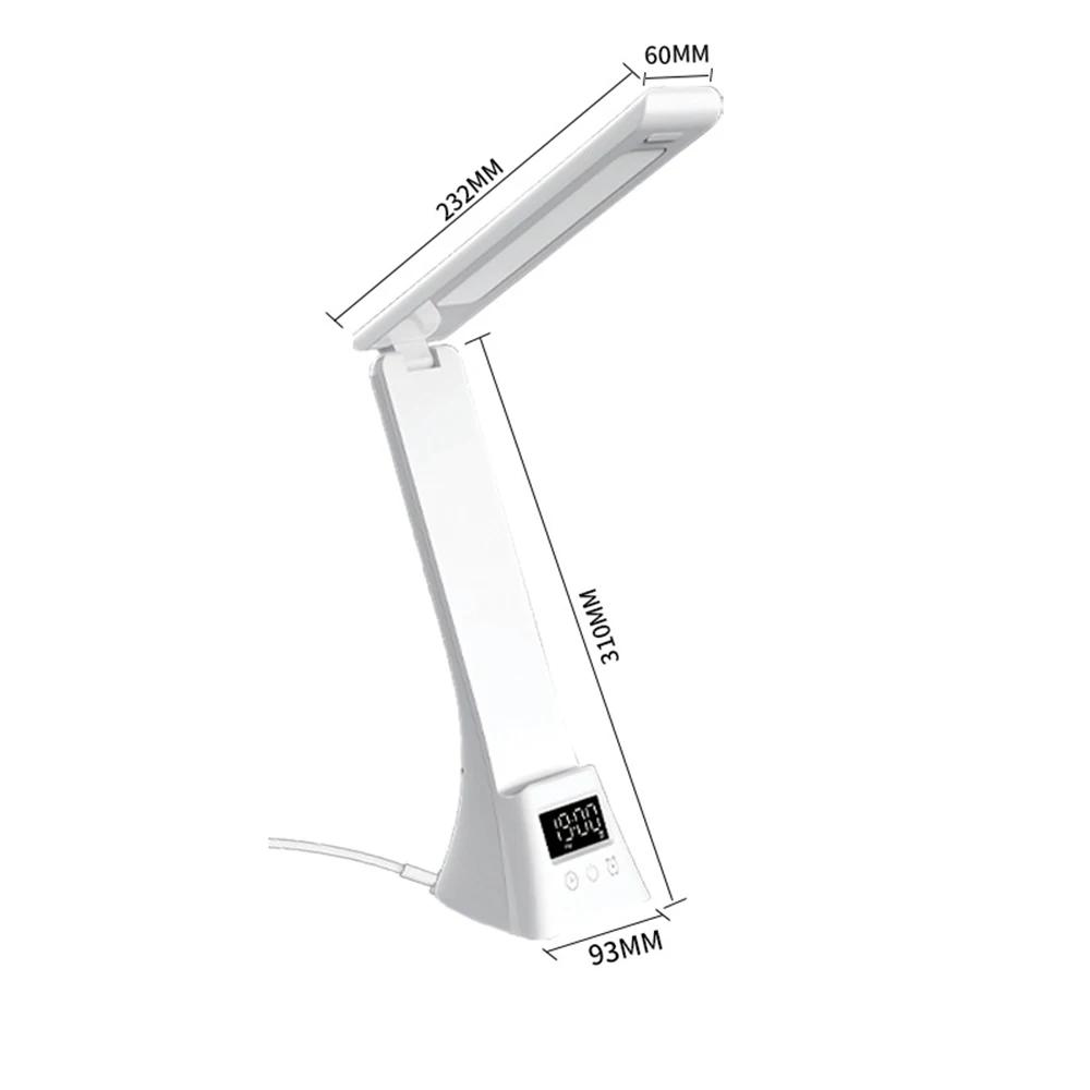 15W Eyes Protection Led Desk Lamp with Wireless Charging Temperature Alarm Clock Dimmable Touch Foldable Lamp Reading Light