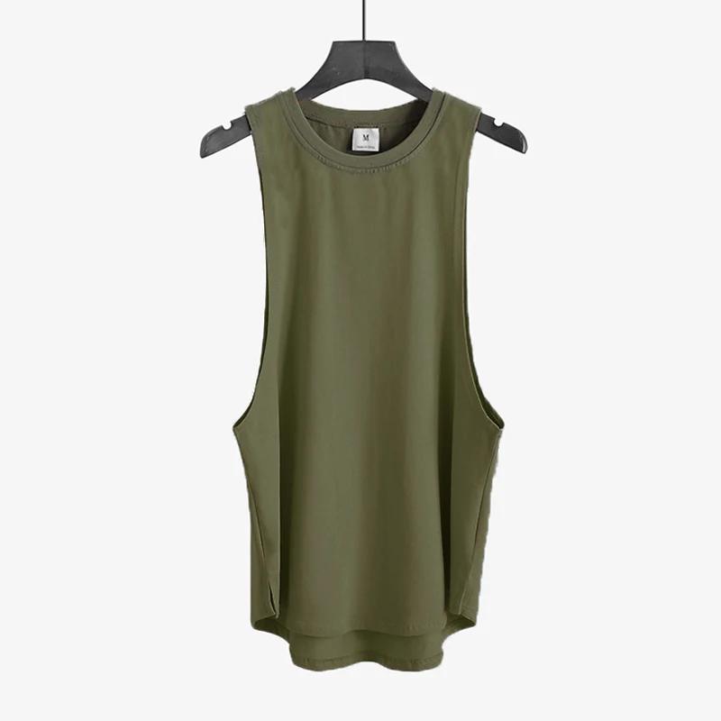 Muscleguys Blank Running Vests Mens Gym Clothing Bodybuilding Stringer Tank Tops Summer Cotton Cut Off Fitness Muscle Guys Sleeveless Shirt