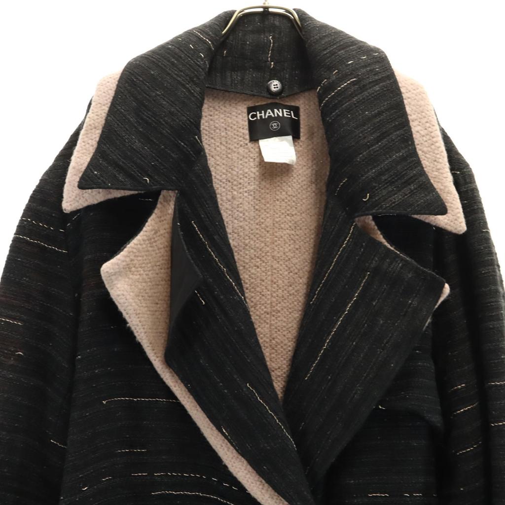Chanel Hergestellt in Frankreich Lagenmantel Lang 40 Anthrazit Schwarz Damen Gebraucht