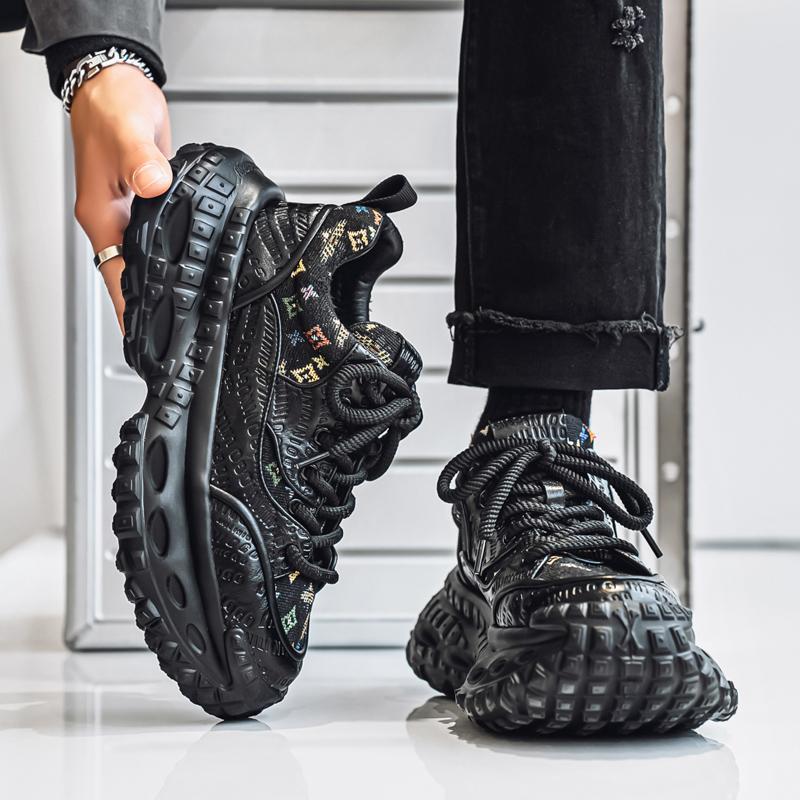 Męskie buty codzienne na deskę nowe duży rozmiar moda sportowe buty męskie podwyższające do biegania oddychające punkowe sneakersy męskie mokasyny