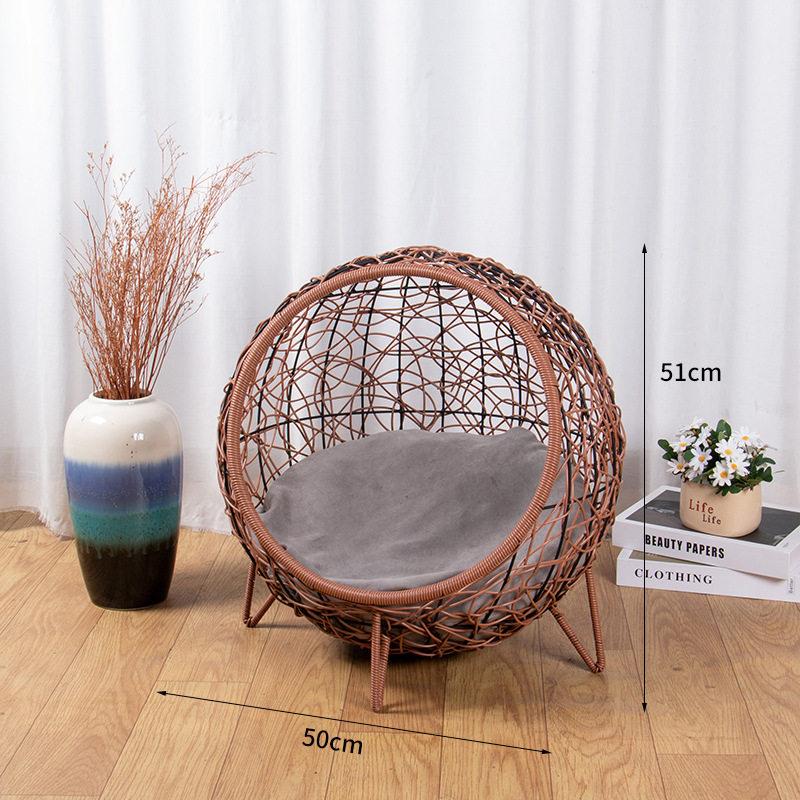 Portable Cat Suitcase with Wheels High Appearance Wicker Kittens Travel Bag Large Capacity Cats Carrier Lightweight Trolley Case