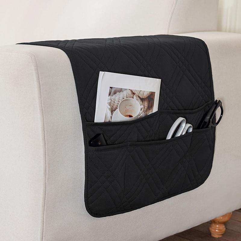 1Pc Solid Color Sofa Armrest Covers With Storage Bag Washable Non-Slip Couch Arm Protector Armchair Slipcovers For Living Room