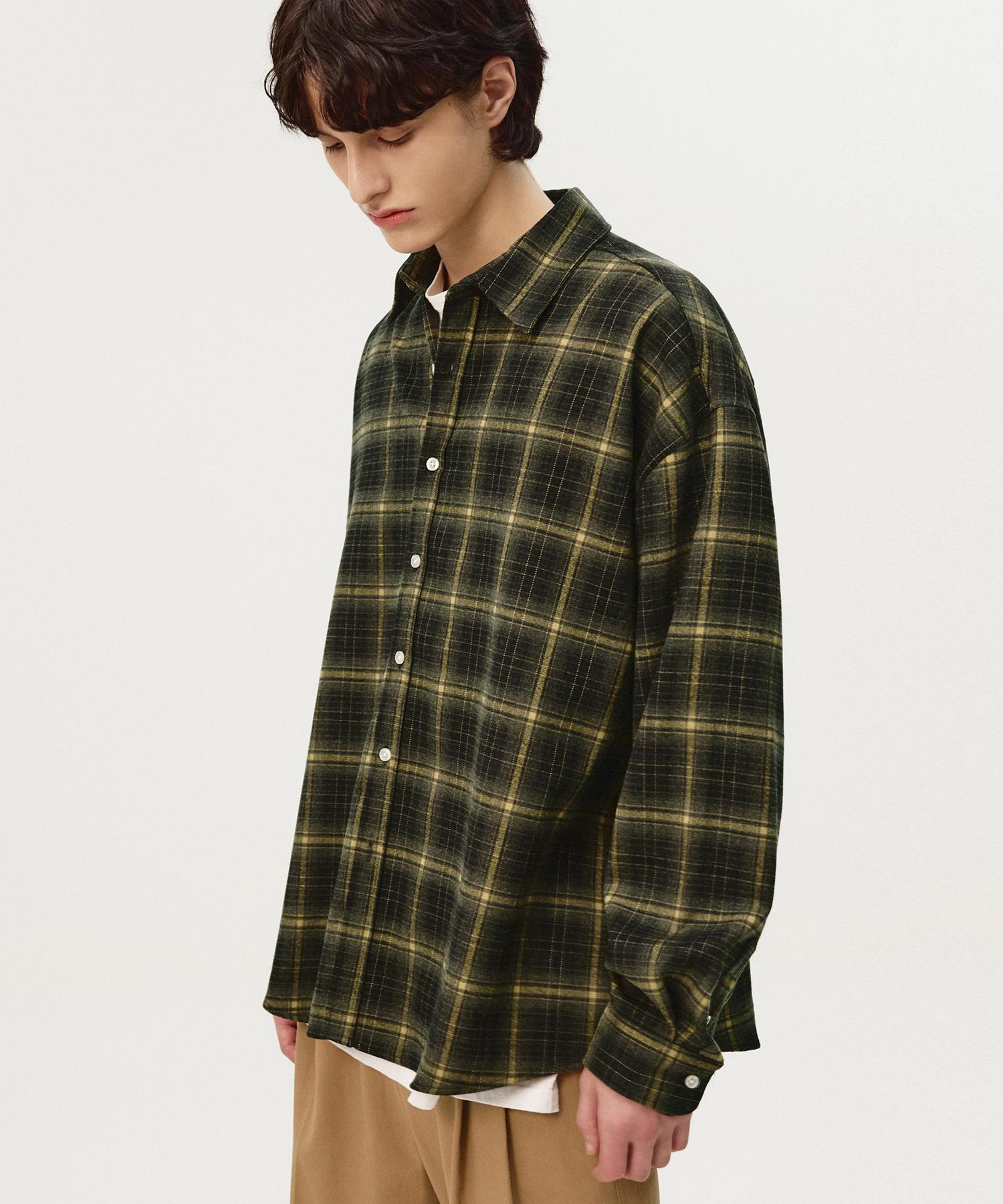 Top Boy Soft Overfit Ombre Check Shirt Deep Green Deep Green/L