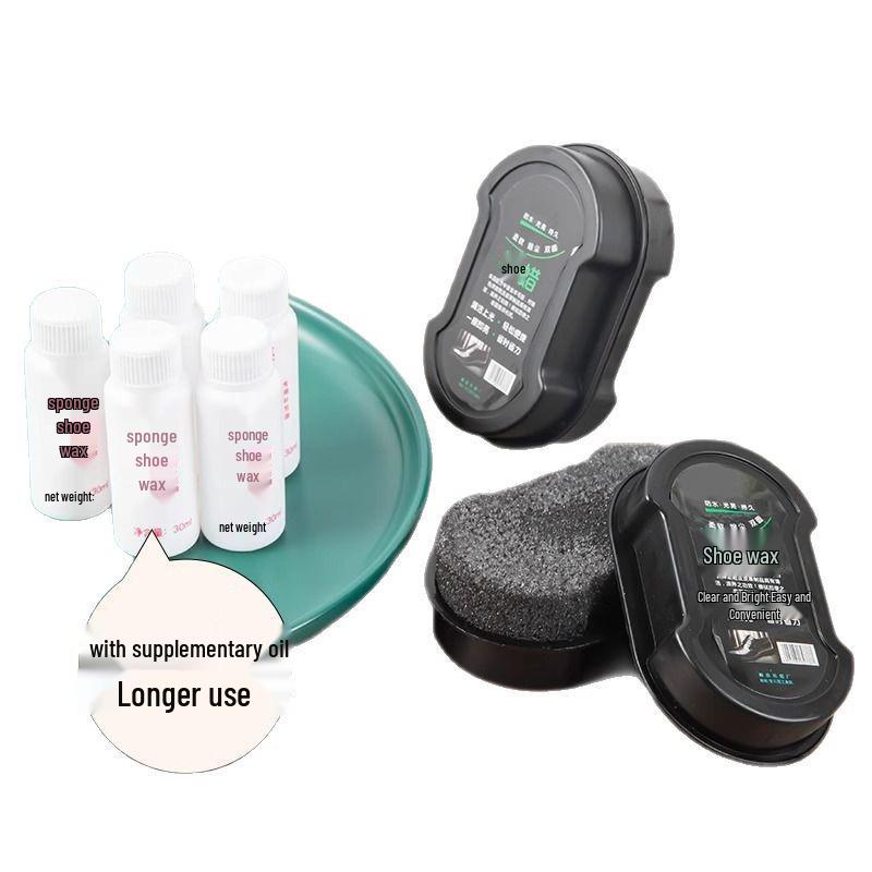 Shoe Polish Kit: Colorless/Brown Universal Care Oil, Advanced Black Wax, Leather Brush, Sponge, & Wipes for Genuine Leather.