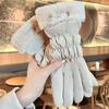 Women's Winter Thickened Fleece Thermal Cotton Waterproof Touchscreen Gloves Cold And Wind Resistant Ski Gloves