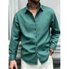 Men's Slim Vertical Striped Long Sleeved Shirt, Loose Collared Casual Shirt, Simple and Versatile Men's Top for Daily Commuting