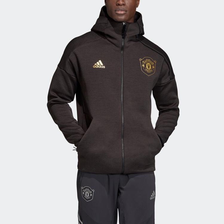 adidas Men's Manchester United 19/20 Z.N.E. Hooded Jacket Black DX9079
