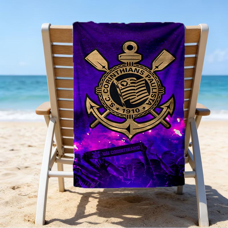 Sport Club Football Crest Printed Beach Towel, Super Soft Microfiber, Perfect Gift Birthday, for Pool, Beach, Travel, for family and friends