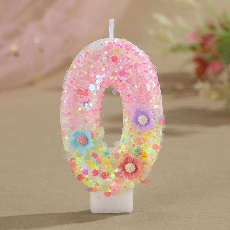 

1pc INS Fashion Three Colorful Flowers Digital Candles Birthday Party Decoration Handmade DIY Creative Digital Candles