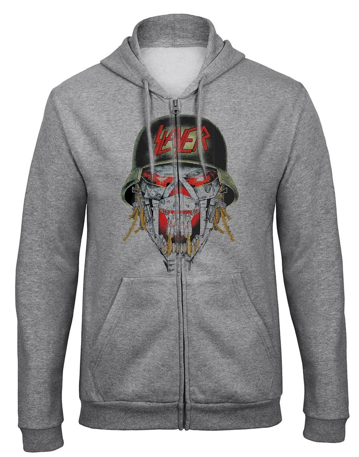 Slayer Hooded Sweatshirt Hoodie Zip-Up Sweatshirt Jacket - 9520_Grey XXXXL