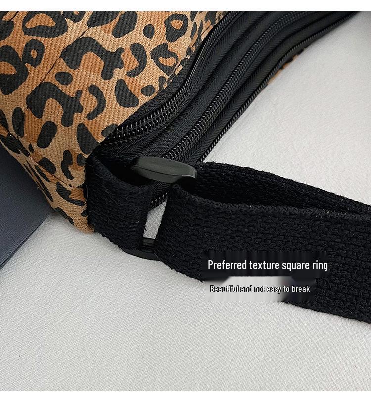 Korean Retro Leopard Print Nylon Small Crossbody Shoulder Bag