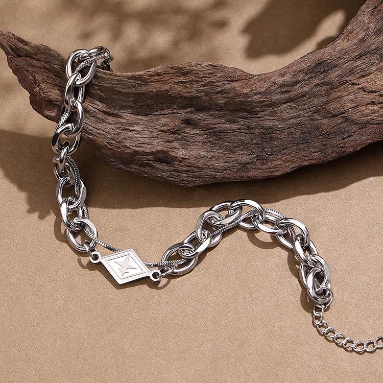 Trendy Titanium Steel Double-Layer Chain Bracelet - Sweet, Cool, Adjustable, Niche Design Jewelry for Her