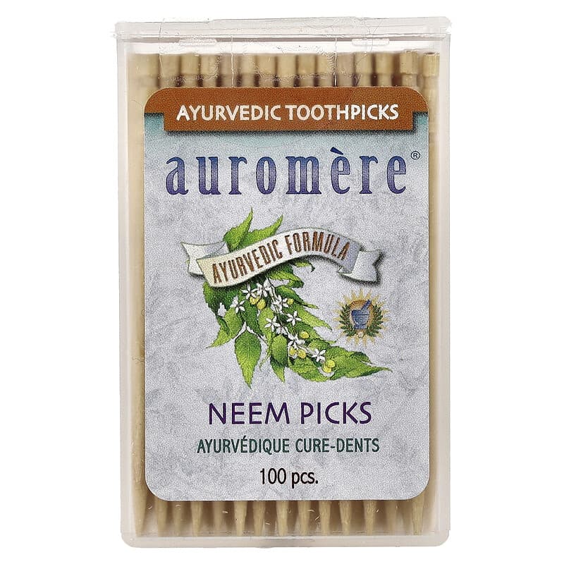 Auromere, Ayurvedic Neem Toothpicks, 100 Count, 1PCS