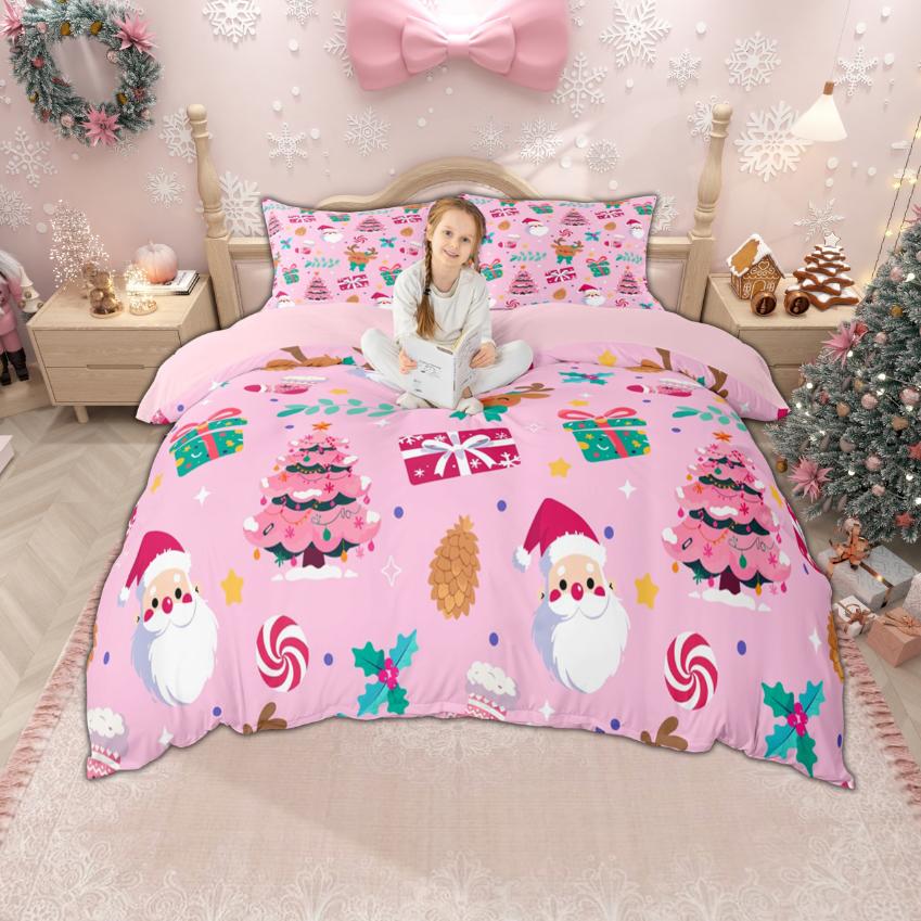 

Comforter Homewish Kids Merry Xmas For Boys Girls Christmas Tree Deer Gnome Bedding Set New Year Theme Set Comforter (quilt)-EU Single(135*200cm)3pcs