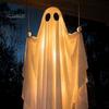 Hanging Ghost Decor Swinging Halloween Decoration, LED Light Up Large Spooky Weighted Fabric with Remote Control for Outside Garden Yard Porch