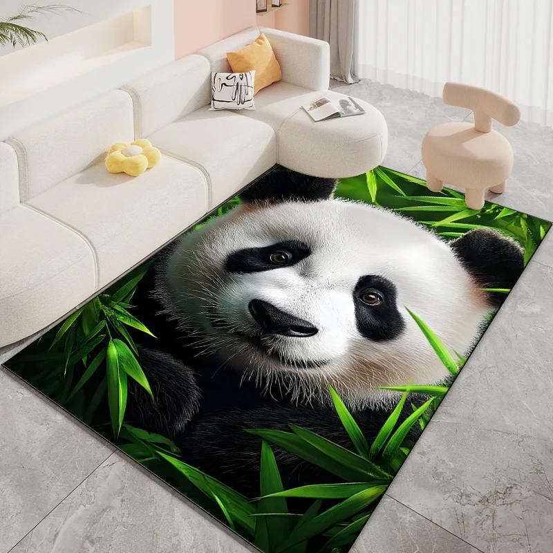 Panda Cartoon Pattern Carpet for Living Room Bedroom Bedside Sofa Floor Mat Child Playing Mat Area Rug Large Size Home Decor