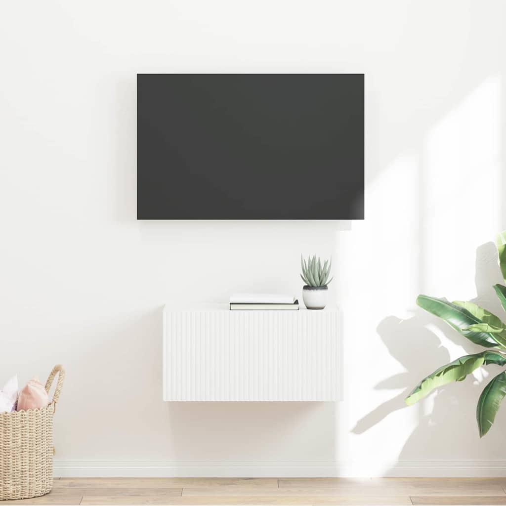 TV Wall Cabinet 60 X 31 X 29.5 Cm White Engineered Wood