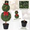 60/85CM Vánoční sněhulák topiary strom Sněhulák tvarovaný umělý topiary s červenou mašlí, cylindrem, vnitřní, venkovní, zahradní, verandní dekorace