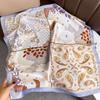 71Cm imitation silk small square scarf burgundy baroque pattern silk scarf versatile professional scarf spring and summer decorative scarf