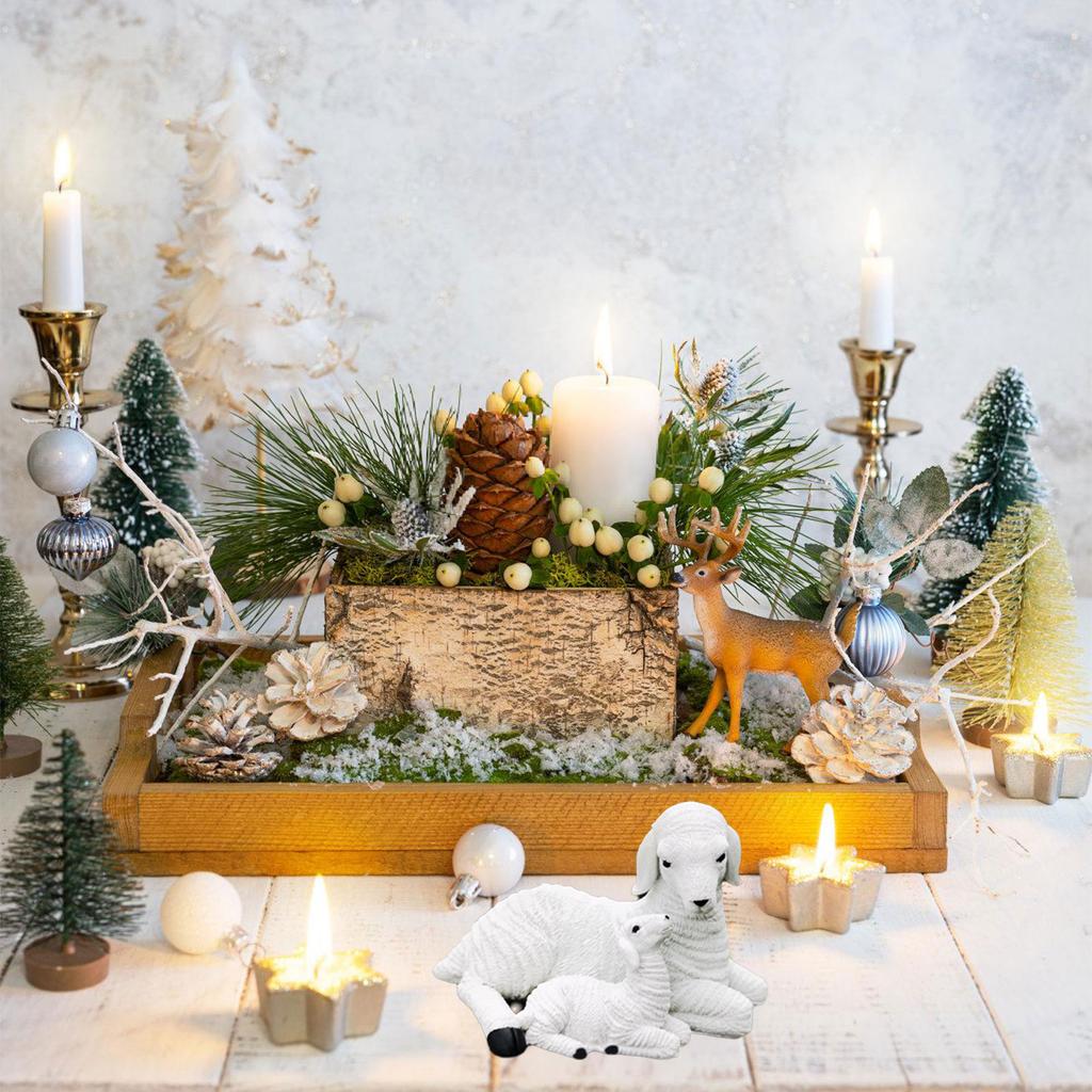 Dekorativní pryskyřičné sochy ovcí pro obývací pokoj nebo zahradní ornamentiku Bílá jehňata Miniatury Figurky Ozdoby