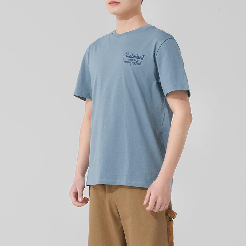 Timberland T-Shirts Men's Blue Crew Neck Moderate Straight Fit A6B6Z-758