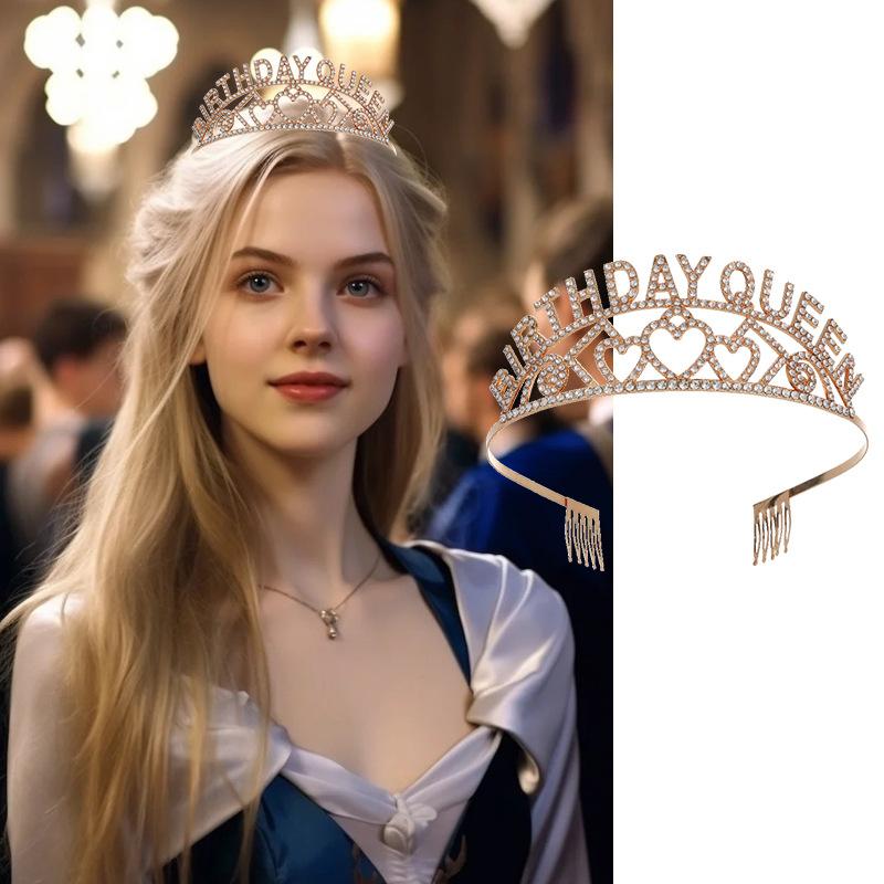 Brautkrone Tiara Legierung Strass Stirnband Hochzeitskrone Geburtstag Haarschmuck Party Stirnband Schmuck