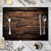 Plate Mat Place Mats Imitation Wood Grain Placemat Linen Pad 40*30cm For Dining Table Mat Non Slip Placemats Bowl Coaster