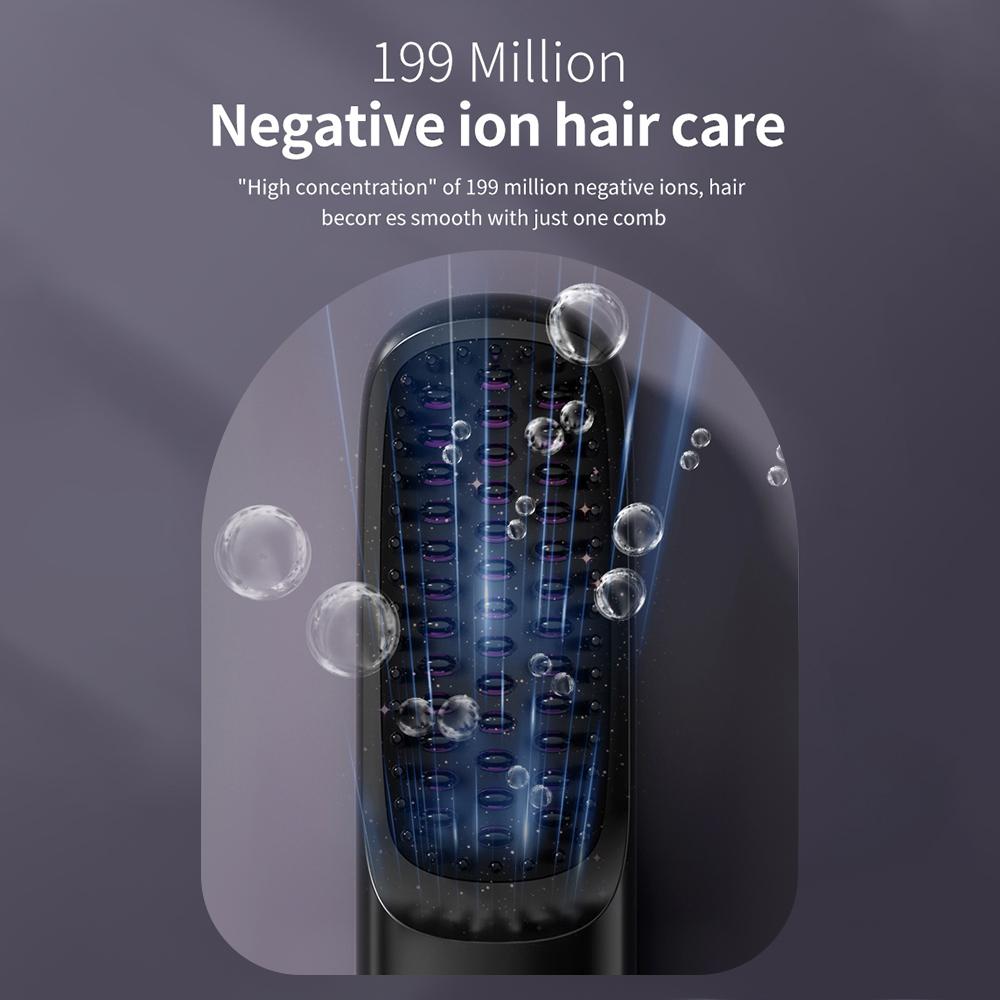Cordless Hair Straightener Brush 3 Temperature Electric Negative Ions Ceramic Anti-Scald Heated Comb Hair Styling Tools