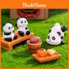 Adorable Resin Panda Figurines Miniature Tea Set For Creative Terrarium Decor