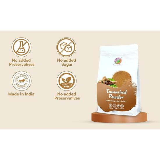 Saipro's EATERY HARVEST Tamarind Powder, 800 Gm(200g*4 Packs) Dry (imli Powder) Seedless Emli Free Flowing Powder Ready 100% Clean Fresh All Natural