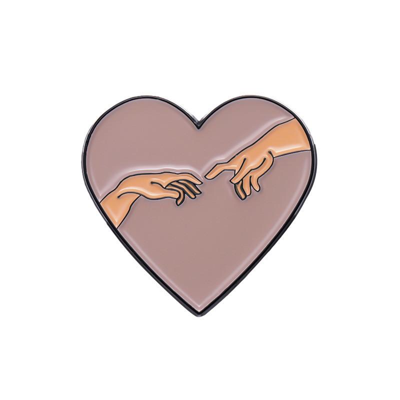 Creative Heart Shaped Metal Brooch With Unique Flame And Skull Design For Trendy Style