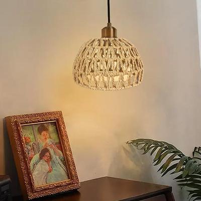 Paper Rope Woven Lampshade Ceiling Bulb Cover Lamp Guard for Cafe Kitchen Island Nursery