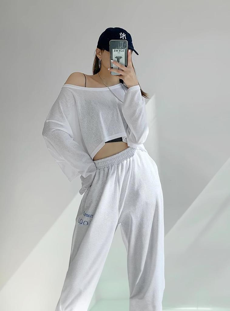 Yuoku Crop Short Loose Long Streetwear Dance Hip Jazz Women's Top, Hoodie, Fit, Thin, Sheer, Sleeves, Pullover, Layering, Midriff-Baring, Costume,