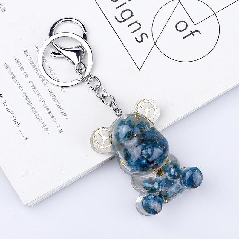 Crystal Resin Bear Keychain - Creative Hugging Bear Design for Car Keys
