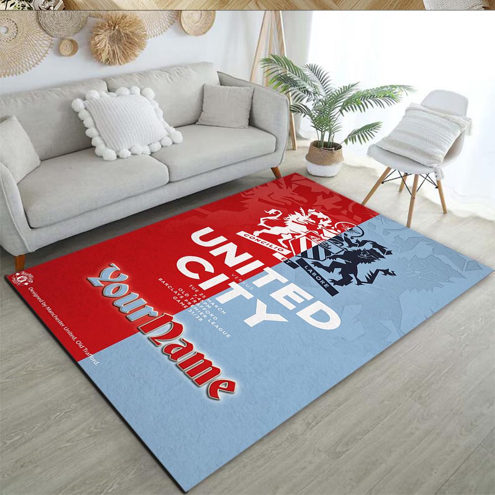 Manchester Customizable Name Carpet Perfect for Entryway Balcony Game Room Hallway Antislip Carpet Decorate Offices Birthday/Christmas Gift