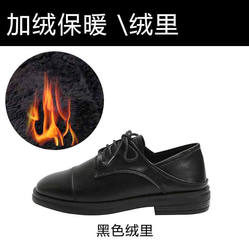 

Осень и зима новая шнуровка маленькие кожаные туфли женский стиль плоские лоферы одинарные туфли большой размер женская обувь 42