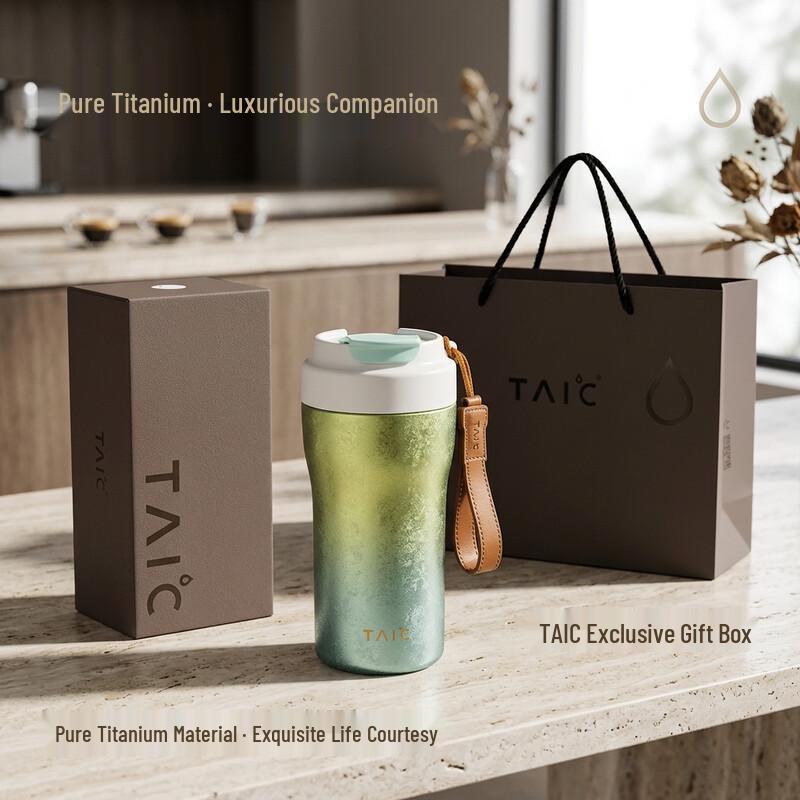 TAIC 480ml Pure Titanium Coffee Cup with Carrying Rope